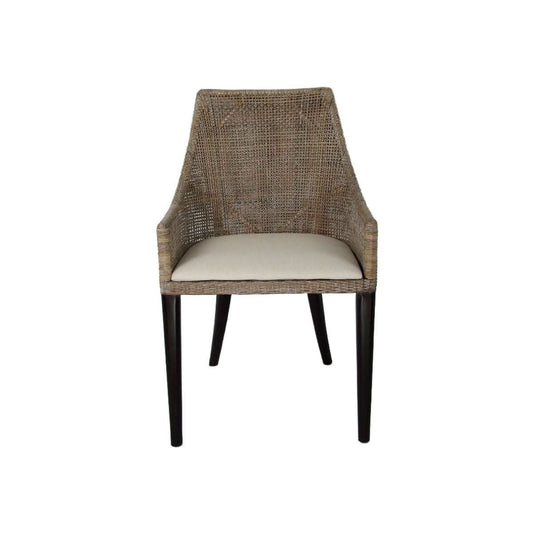 JENALLI HAMPTONS rattan dining and lounge chair in smoked greywash, stylish outdoor seating by MyChocolateWood.