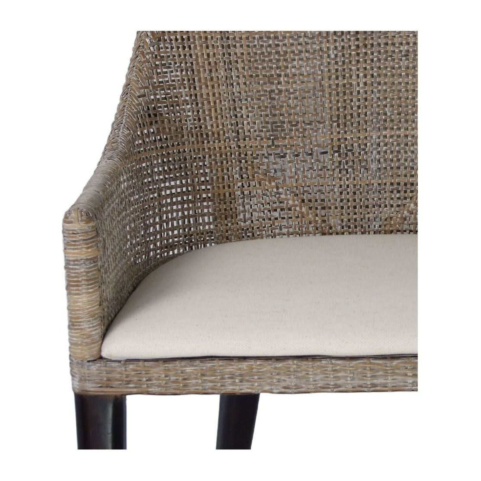 Jenalli Hamptons Rattan Dining Chair in Smoked Greywash - Chocolate Wood