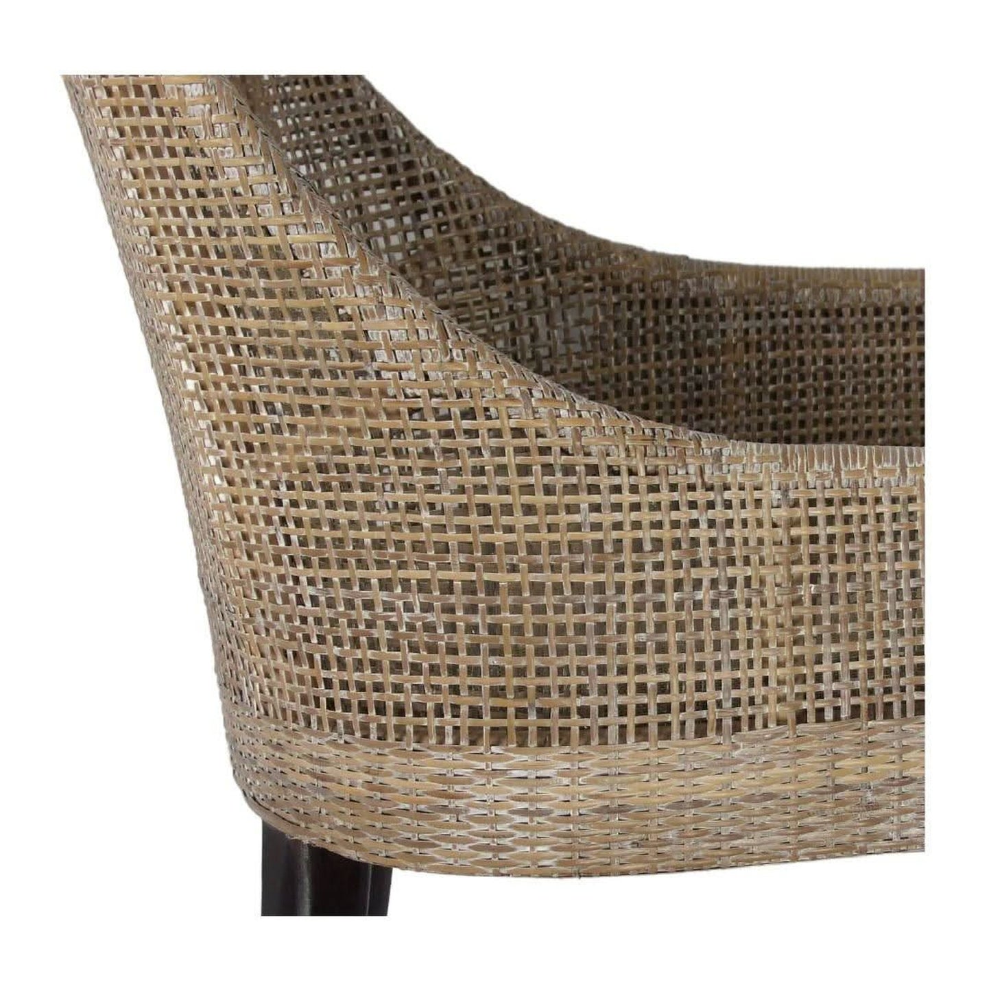 Jenalli Hamptons Rattan Dining Chair in Smoked Greywash - Chocolate Wood