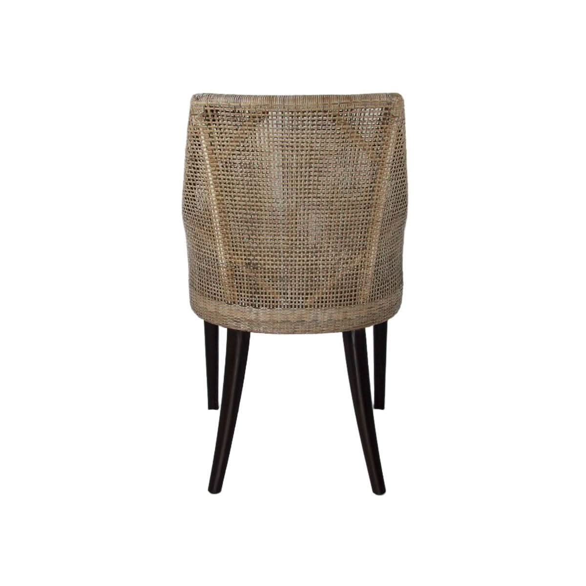 Jenalli Hamptons Rattan Dining Chair in Smoked Greywash - Chocolate Wood