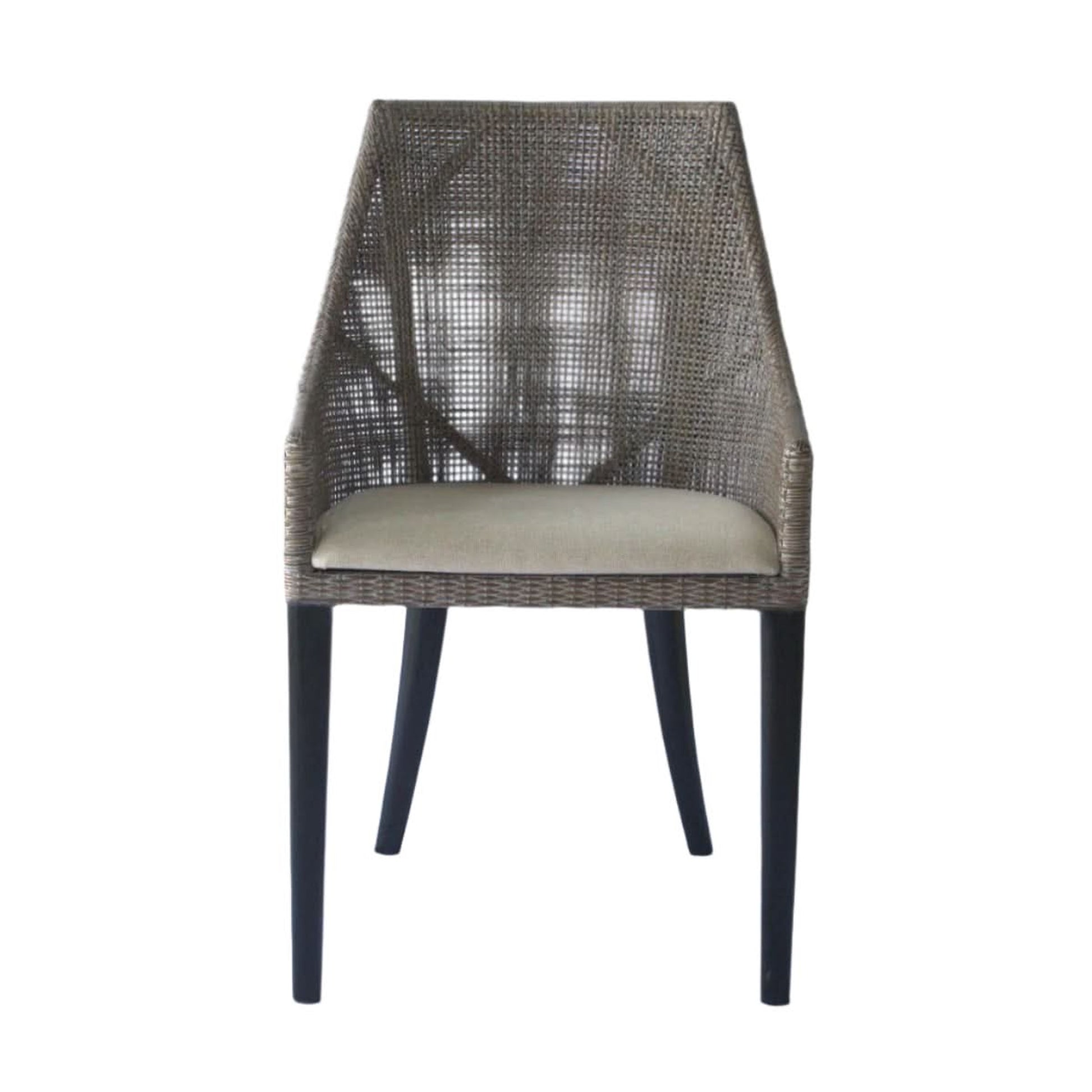 Jenalli Hamptons Rattan Dining Chair in Smoked Greywash - Chocolate Wood