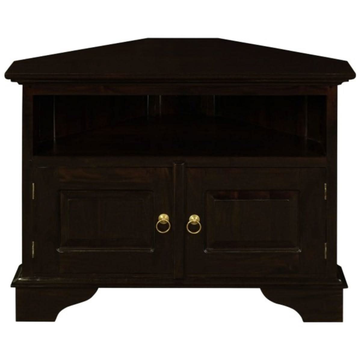 Jeremiah Corner Solid Mahogany TV Unit in Chocolate - Chocolate Wood