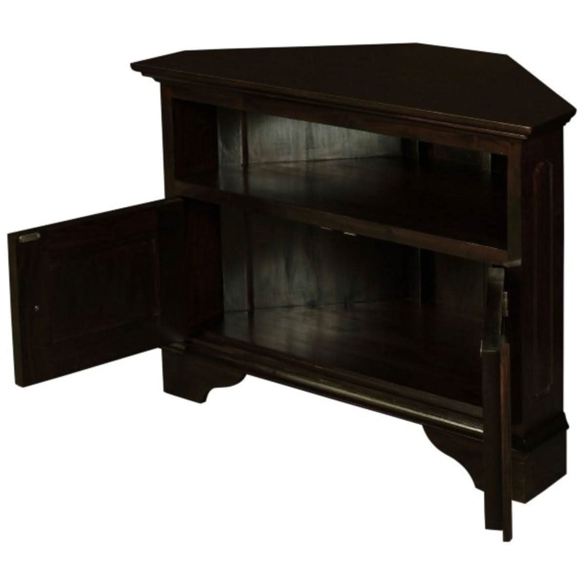Jeremiah Corner Solid Mahogany TV Unit in Chocolate - Chocolate Wood