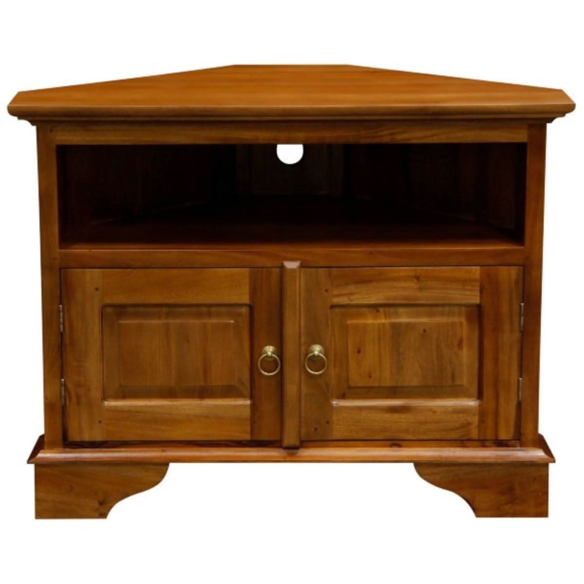 Jeremiah Corner Solid Mahogany TV Unit in Light Pecan - Chocolate Wood