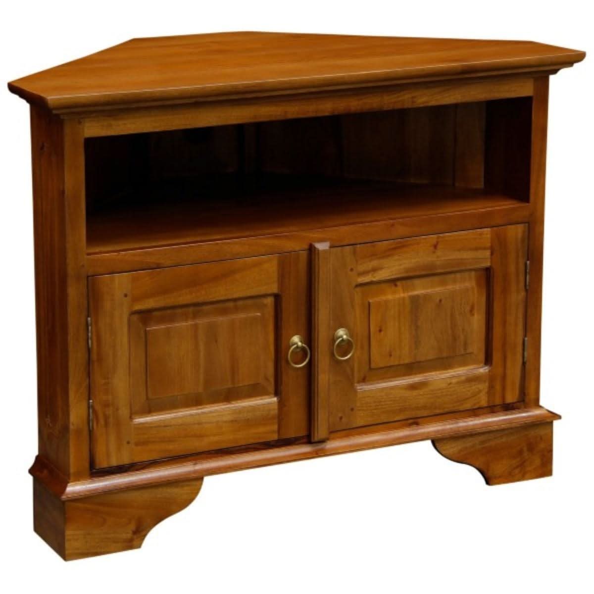 JEREMIAH CORNER SOLID MAHOGANY TV UNIT 2 DOORS/SHELF - LIGHT PECAN - MyChocolateWood