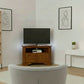 JEREMIAH CORNER SOLID MAHOGANY TV UNIT 2 DOORS/SHELF - LIGHT PECAN