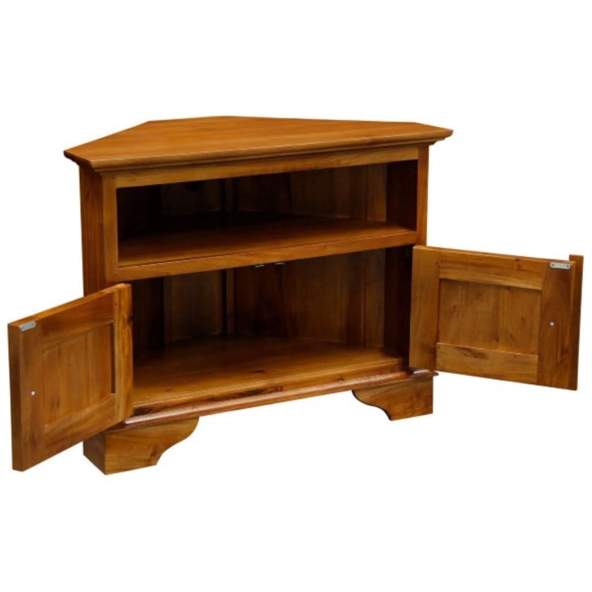 Jeremiah Corner Solid Mahogany TV Unit in Light Pecan - Chocolate Wood