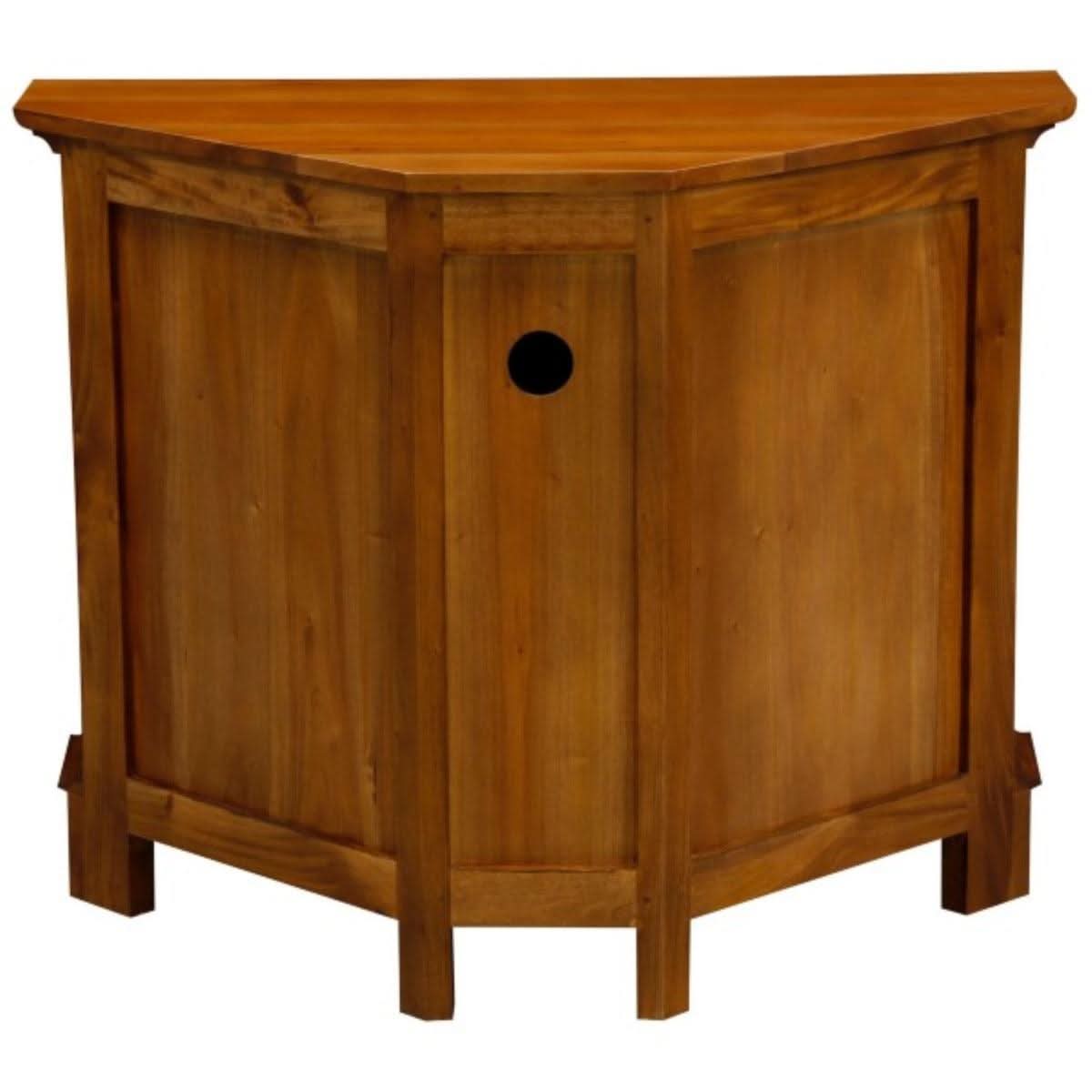 JEREMIAH CORNER SOLID MAHOGANY TV UNIT 2 DOORS/SHELF - LIGHT PECAN - MyChocolateWood