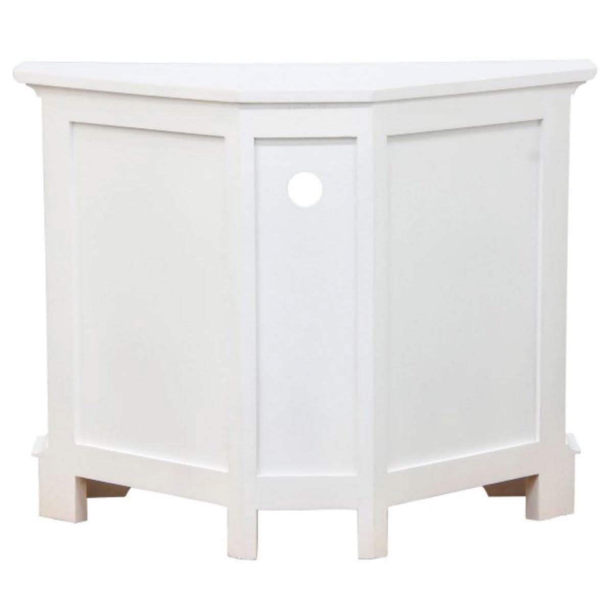 Jeremiah Corner Solid Mahogany TV Unit in White - Chocolate Wood