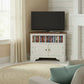 Jeremiah Corner Solid Mahogany TV Unit in White / Caramel - Chocolate Wood