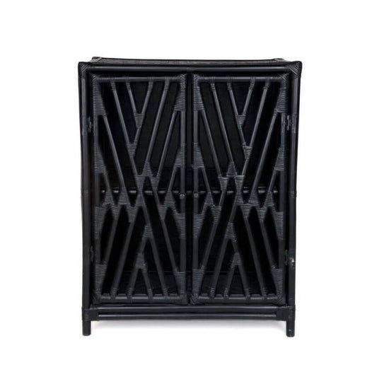 JORJI RATTAN CABINET/CUPBOARD/LIQUIR CABINET 2 DOORS BLACK - MyChocolateWood