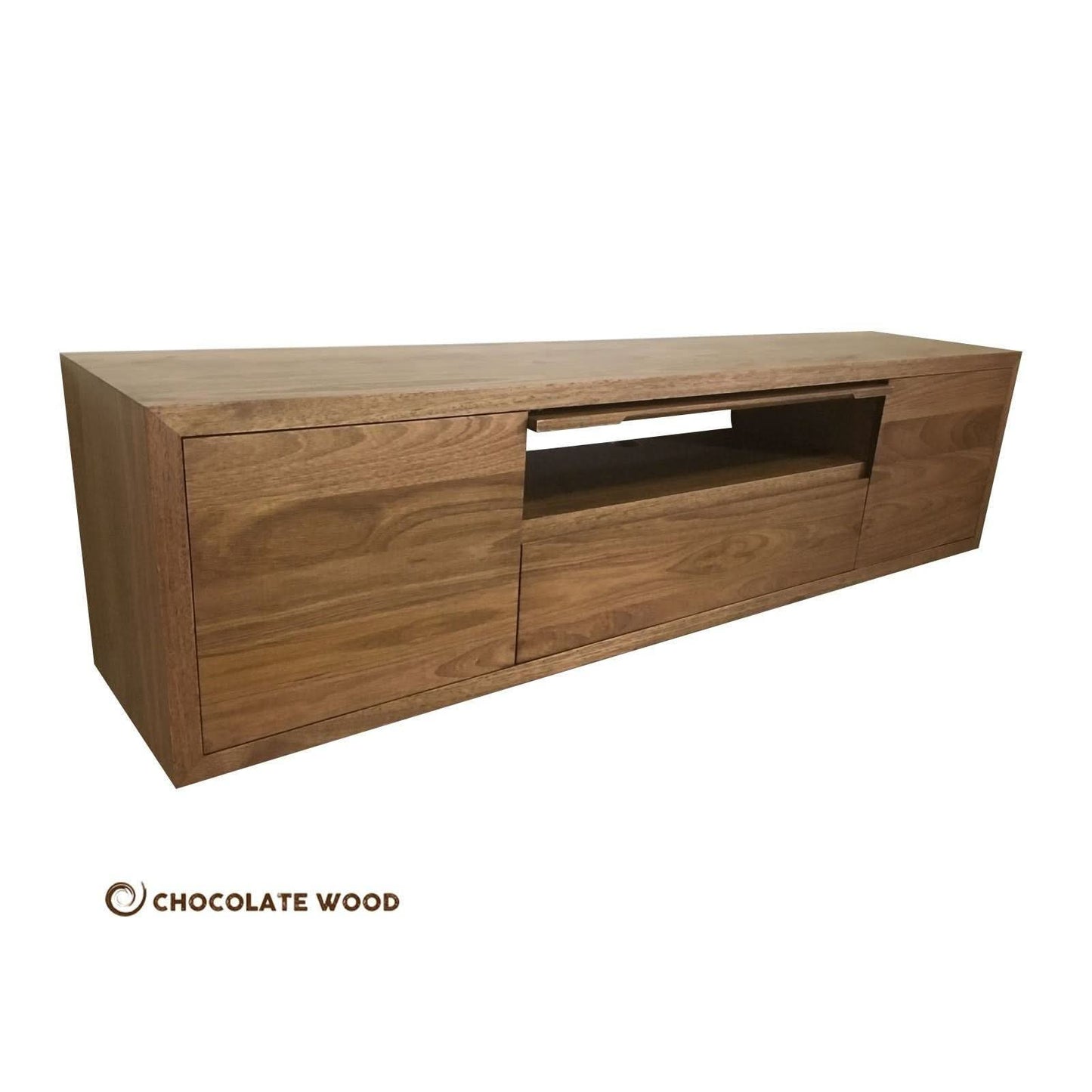 KADRI TASSIE OAK TIMBER WALL MOUNTED TV /ENTERTAINMENT UNIT WITH 2 DOORS 1 TUCKIN & 1 DROP DOWN