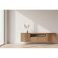 KADRI TASSIE OAK TIMBER WALL MOUNTED TV /ENTERTAINMENT UNIT WITH 2 DOORS 1 TUCKIN & 1 DROP DOWN - MyChocolateWood