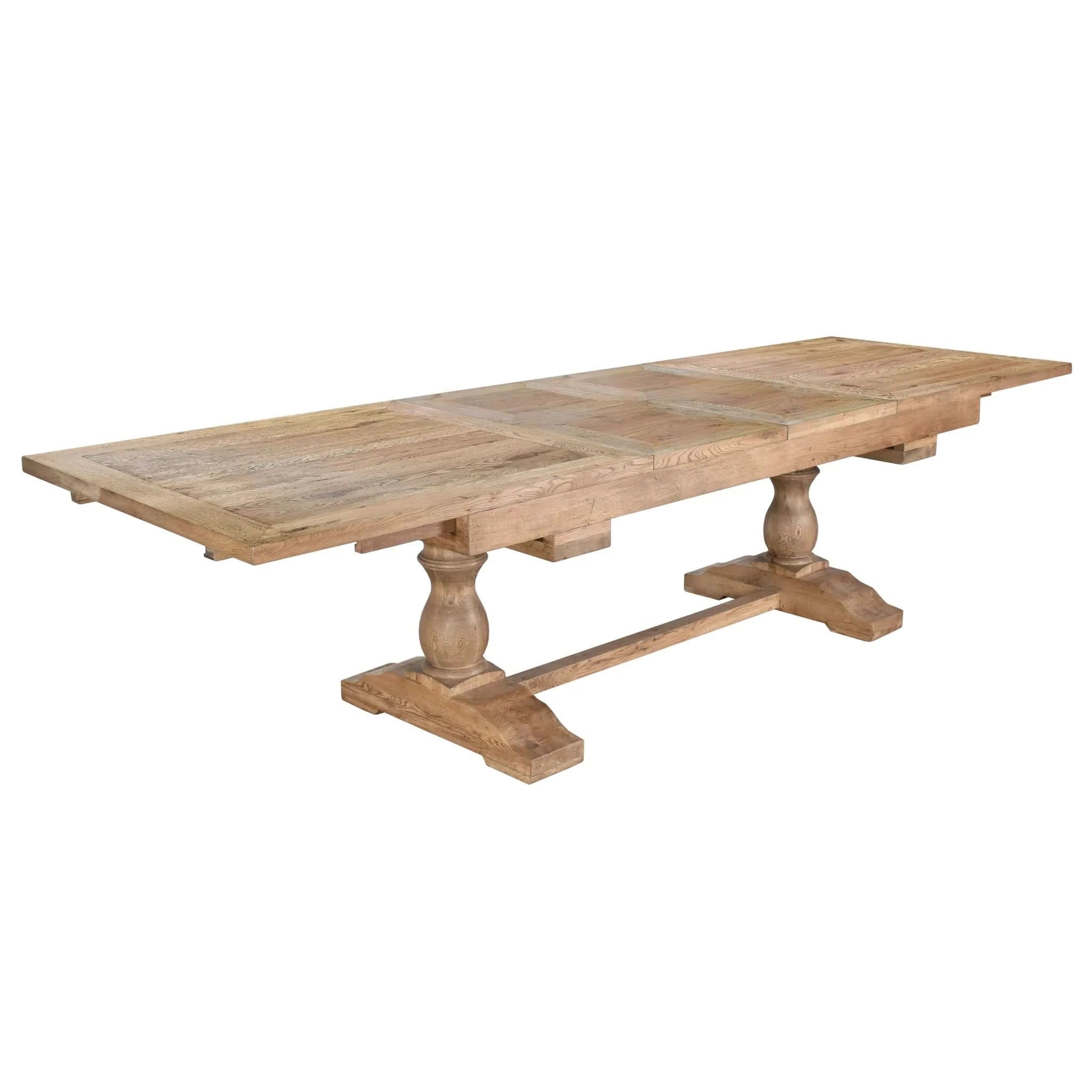 KAMURA SOLID OAK WOOD DOUBLE EXTENSION DINING TABLE NATURAL 310CM