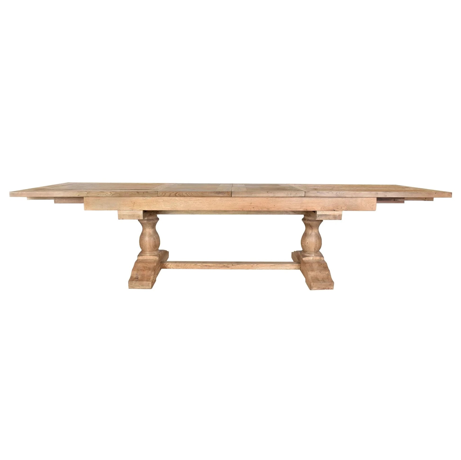 KAMURA SOLID OAK WOOD DOUBLE EXTENSION DINING TABLE NATURAL 310CM - MyChocolateWood