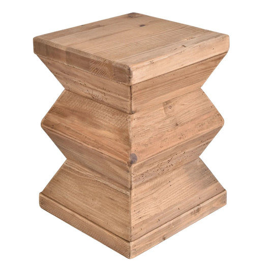 KANITZ RECYCLED PINE ZIGZAG STOOL/SIDE TABLE LAMP TABLE NATURAL - MyChocolateWood