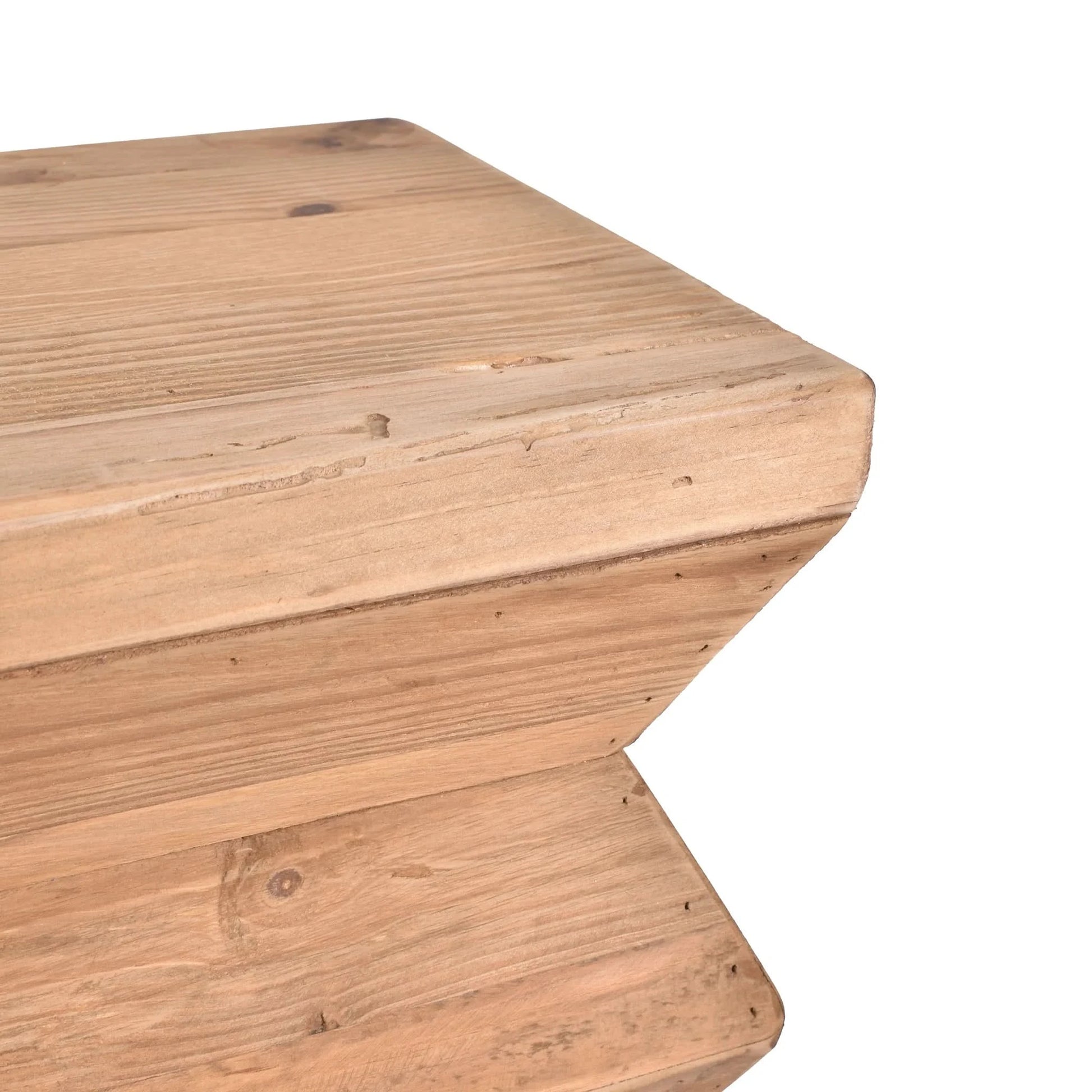 KANITZ RECYCLED PINE ZIGZAG STOOL/SIDE TABLE LAMP TABLE NATURAL - MyChocolateWood