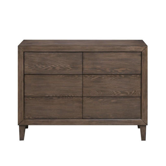 KASIANE RUBBERWOOD 6-DRAWER DRESSER  6-DRAWER CHEST OF DRAWERS CAFE GREY - MyChocolateWood