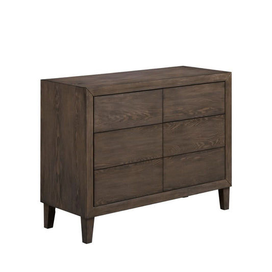 KASIANE RUBBERWOOD 6-DRAWER DRESSER  6-DRAWER CHEST OF DRAWERS CAFE GREY - MyChocolateWood
