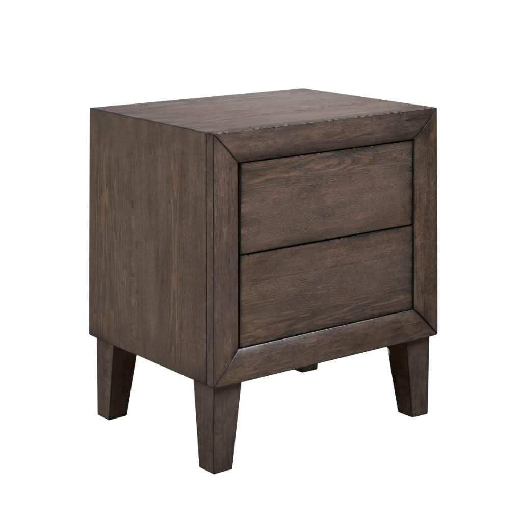 KASIANE RUSTIC RUBBERWOOD 2 DRAWER BEDSIDE TABLE CAFE GREY - MyChocolateWood