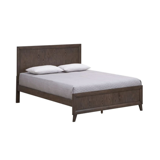 Kasiane Rustic Rubberwood Bed in Cafe Grey - Chocolate Wood