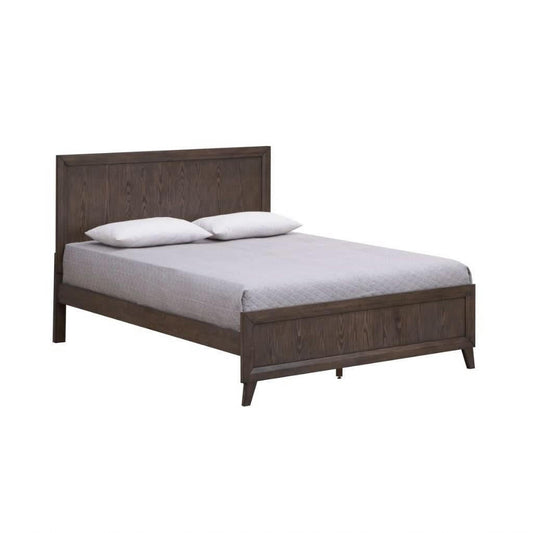 Kasiane Rustic Rubberwood Bed in Cafe Grey - Chocolate Wood