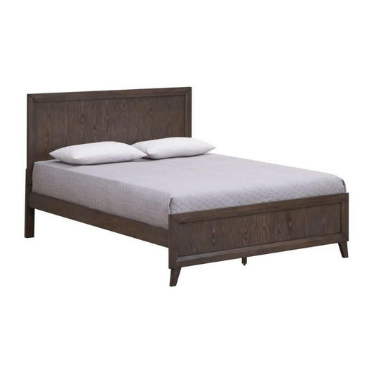 Kasiane Rustic Rubberwood Bed in Cafe Grey - Chocolate Wood