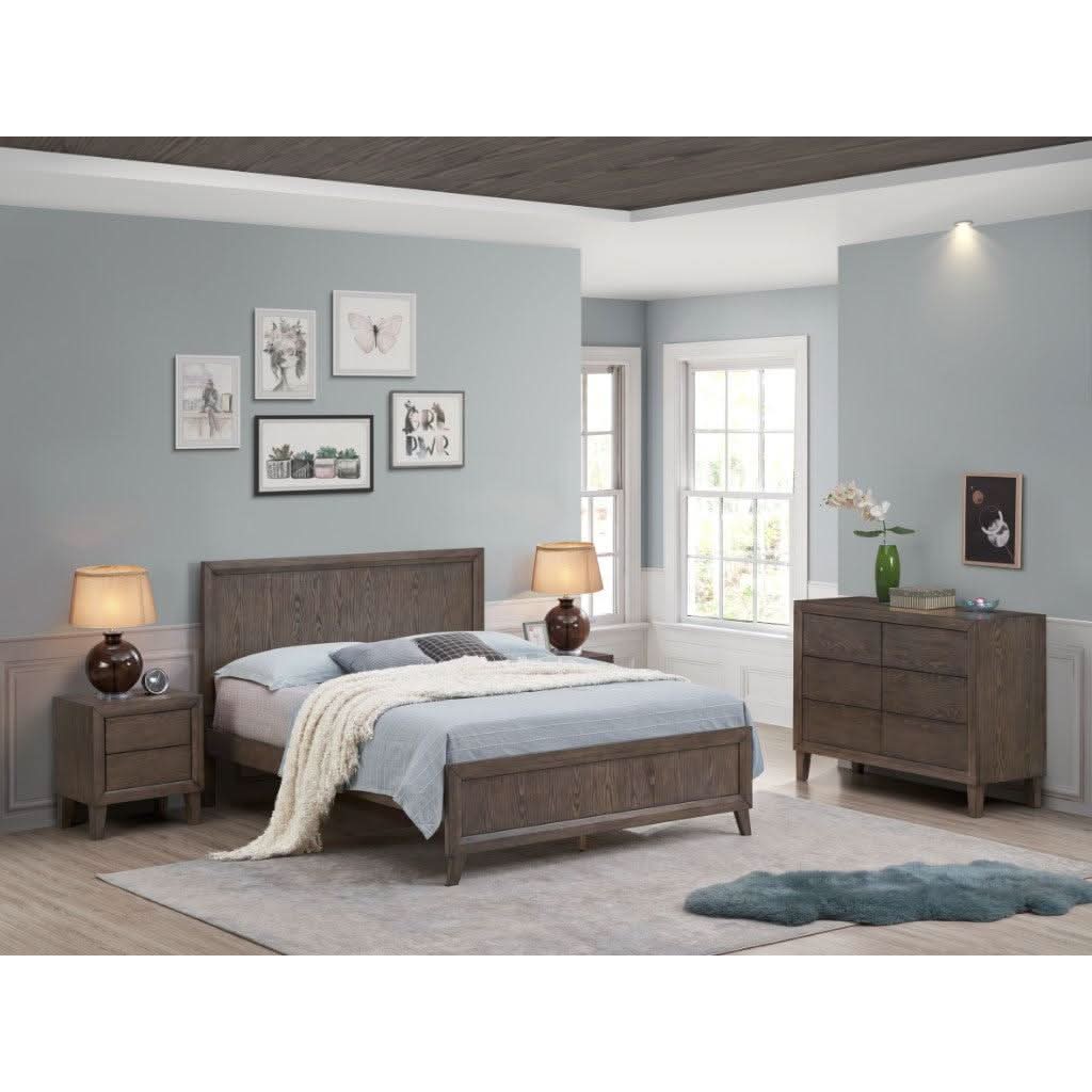 KASIANE RUSTIC RUBBERWOOD DOUBLE BED  CAFE GREY - MyChocolateWood