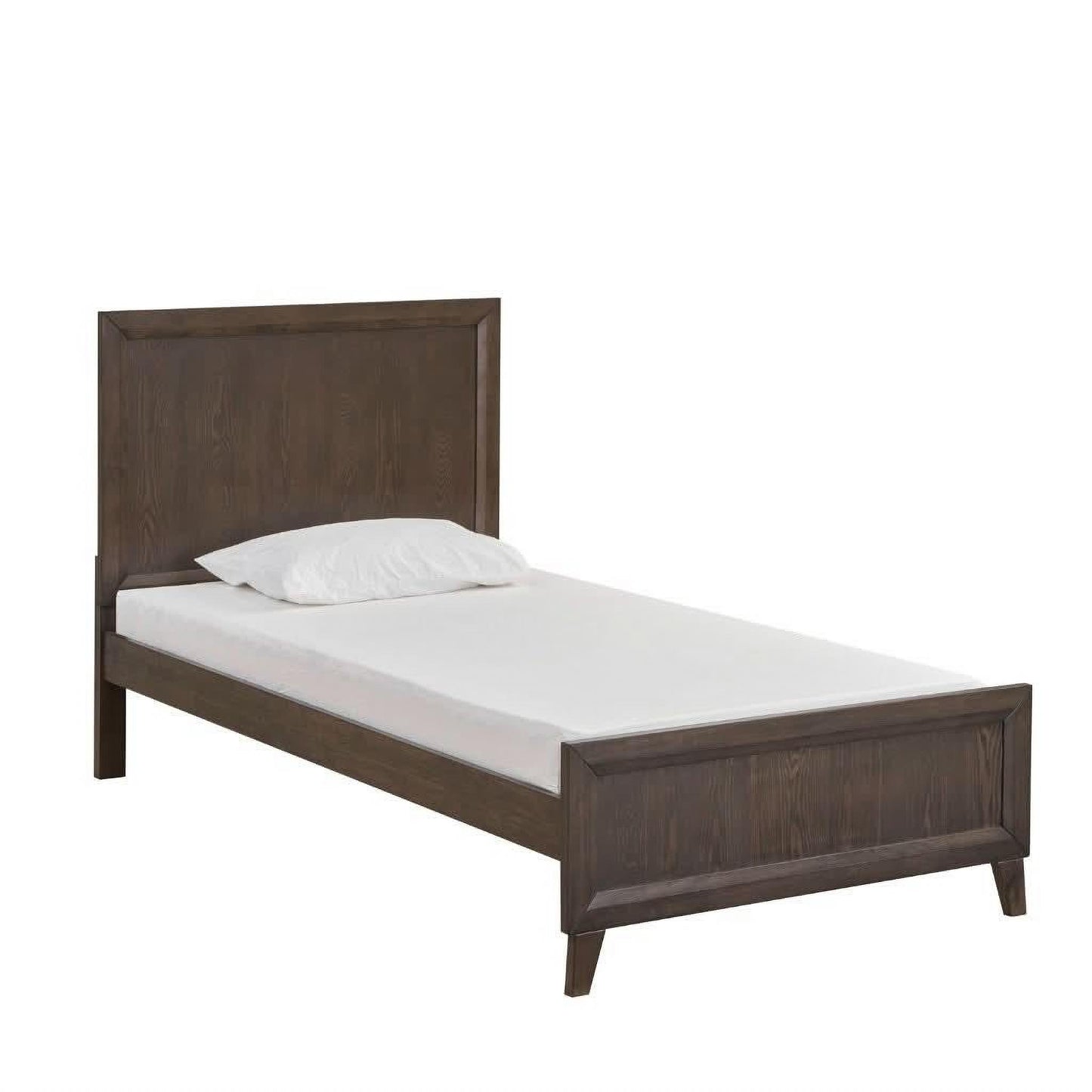 Kasiane Rustic Rubberwood Bed in Cafe Grey, King Single - Chocolate Wood