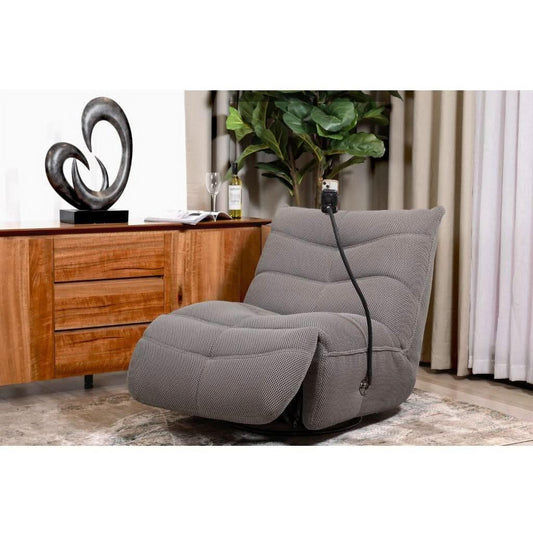 KASSEL GAMING CHAIR ELECTRIC RECLINER/ROCKER CHAIR WITH GLIDER & POWER REC. GREY