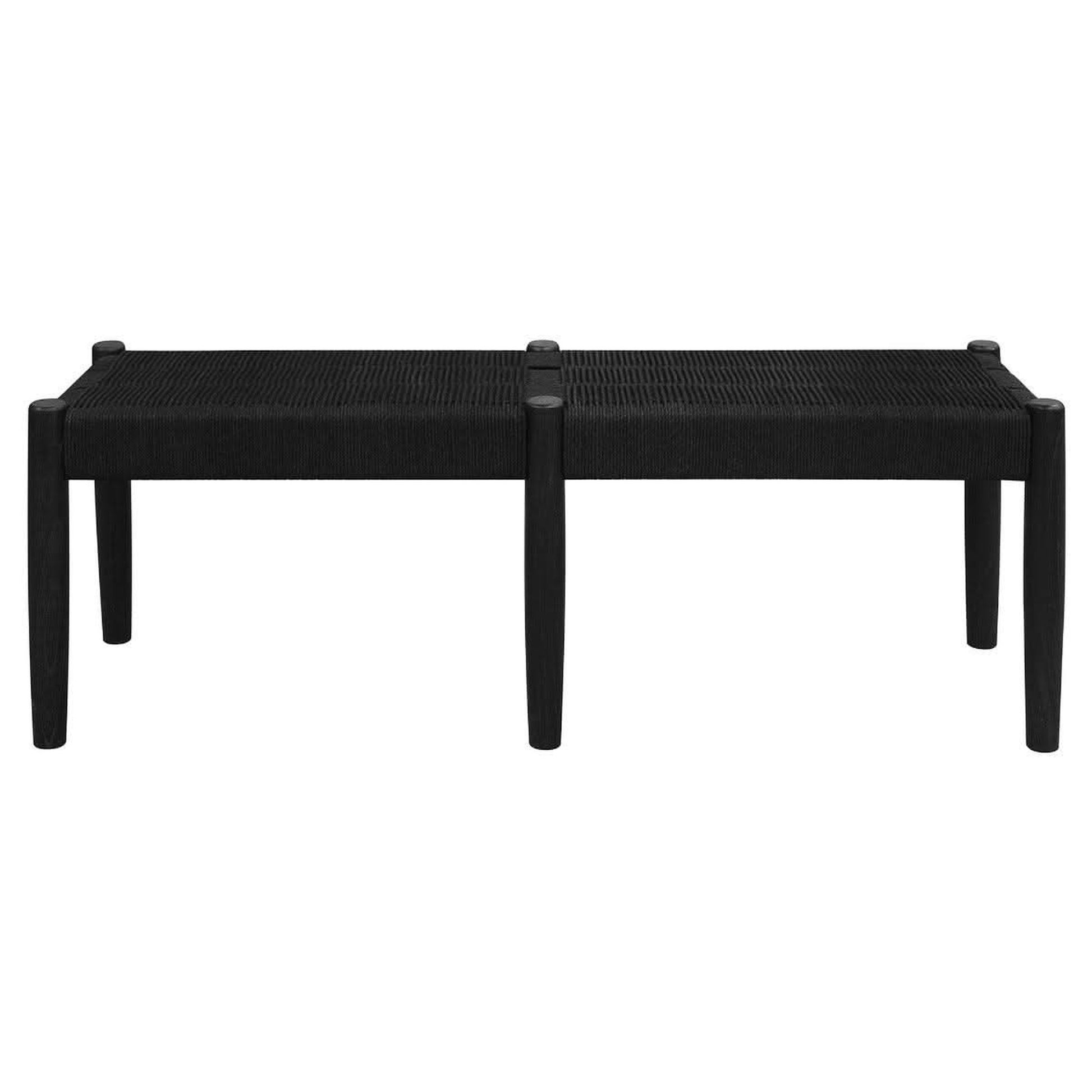 Kelly Solid Oak Timber & Loom 2-Seater Bench in Black - Chocolate Wood