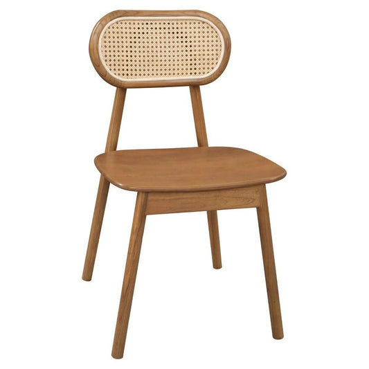 KELLY SOLID OAK & RATTAN DINING CHAIR ALMOND