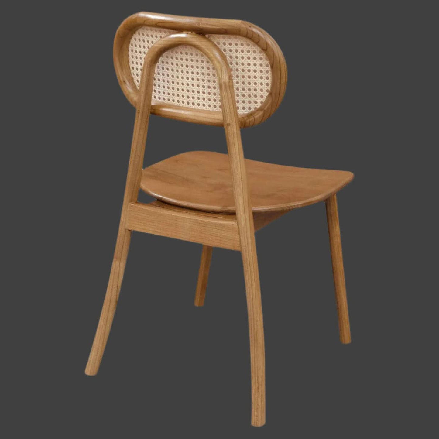 KELLY SOLID OAK & RATTAN DINING CHAIR ALMOND