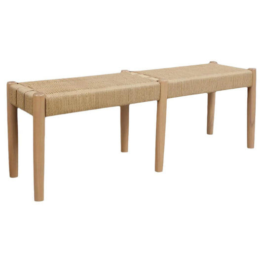 KELLY SOLID OAK TIMBER & LOOM 2-SEATER BENCH NATURAL