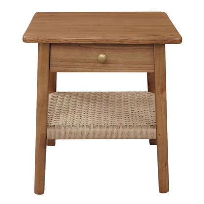 KELLY WHITE CEDAR TIMBER 1 DRAWER BEDSIDE TABLE ALMOND