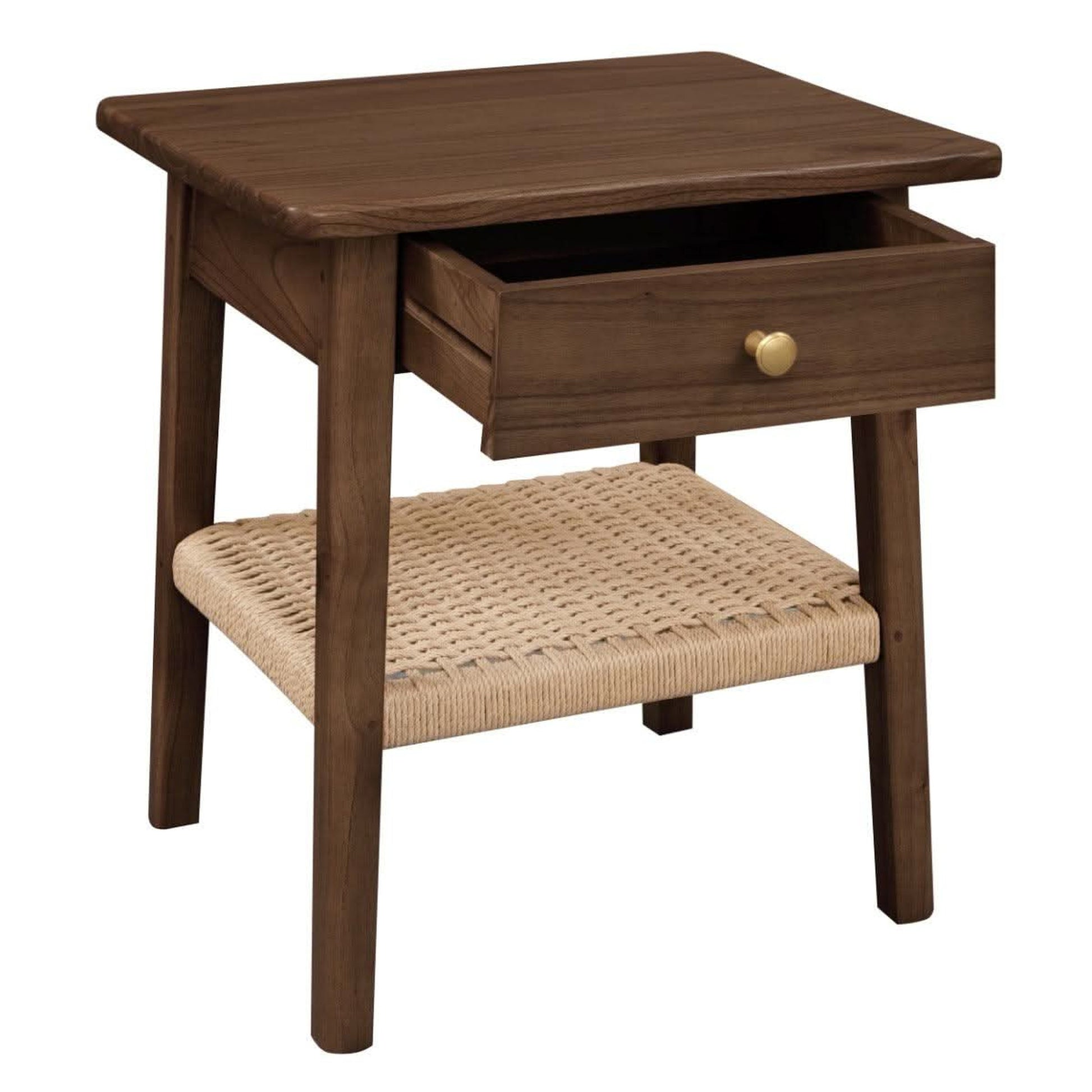 Kelly White Cedar 1-Drawer Bedside Table in Walnut - Chocolate Wood