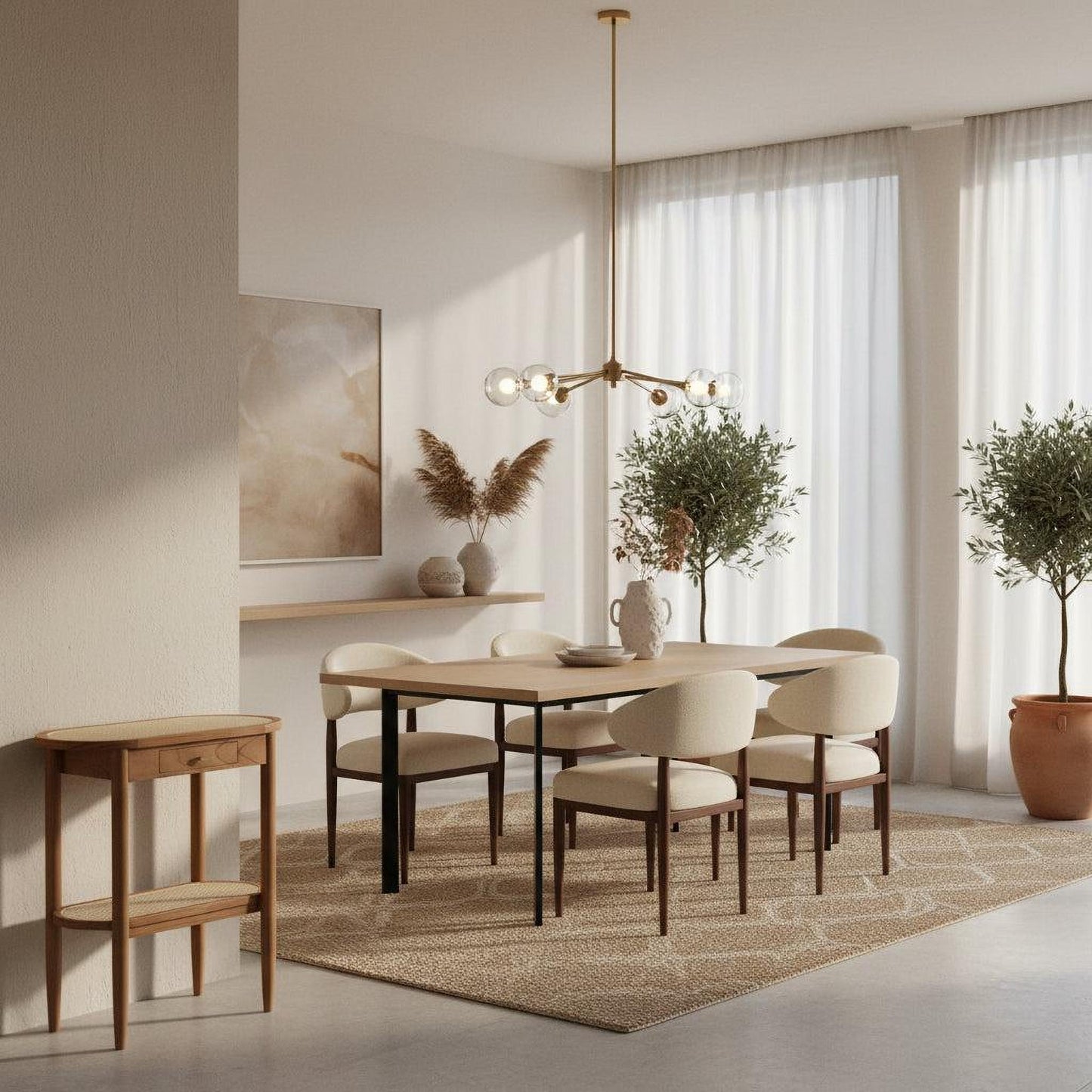 KELLY WHITE CEDAR TIMBER CONSOLE TABLE/HALL TABLE ALMOND