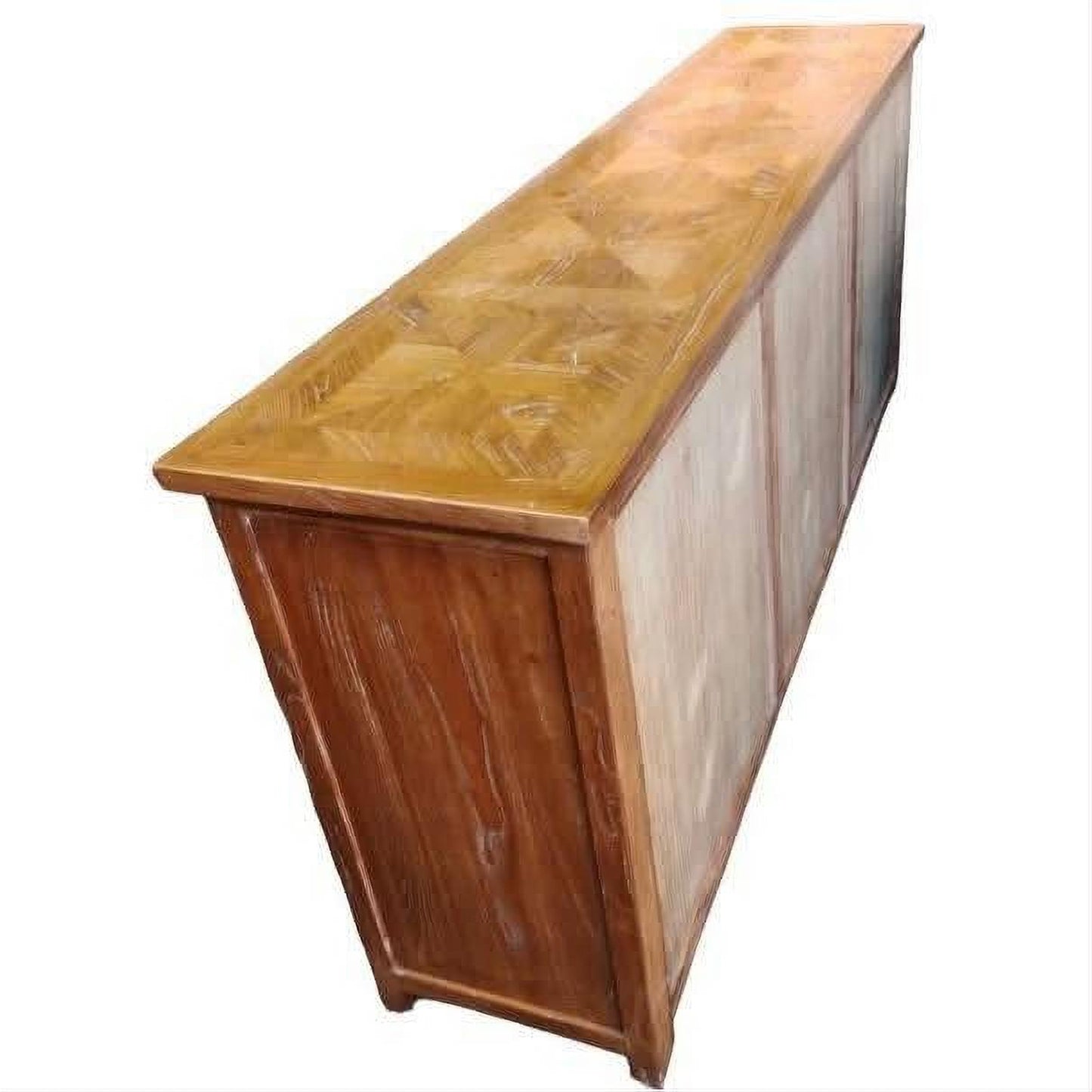 KENSIT HAMPTONS RUSTIC RECYCLED ELM BUFFET/ SIDEBOARD PARQUETRY PATTERN 3 DRAWERS 6 DOORS 200 CM