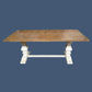 Kensit Hamptons Recycled Elm Parquetry Dining Table, 200cm with White Legs - Chocolate Wood