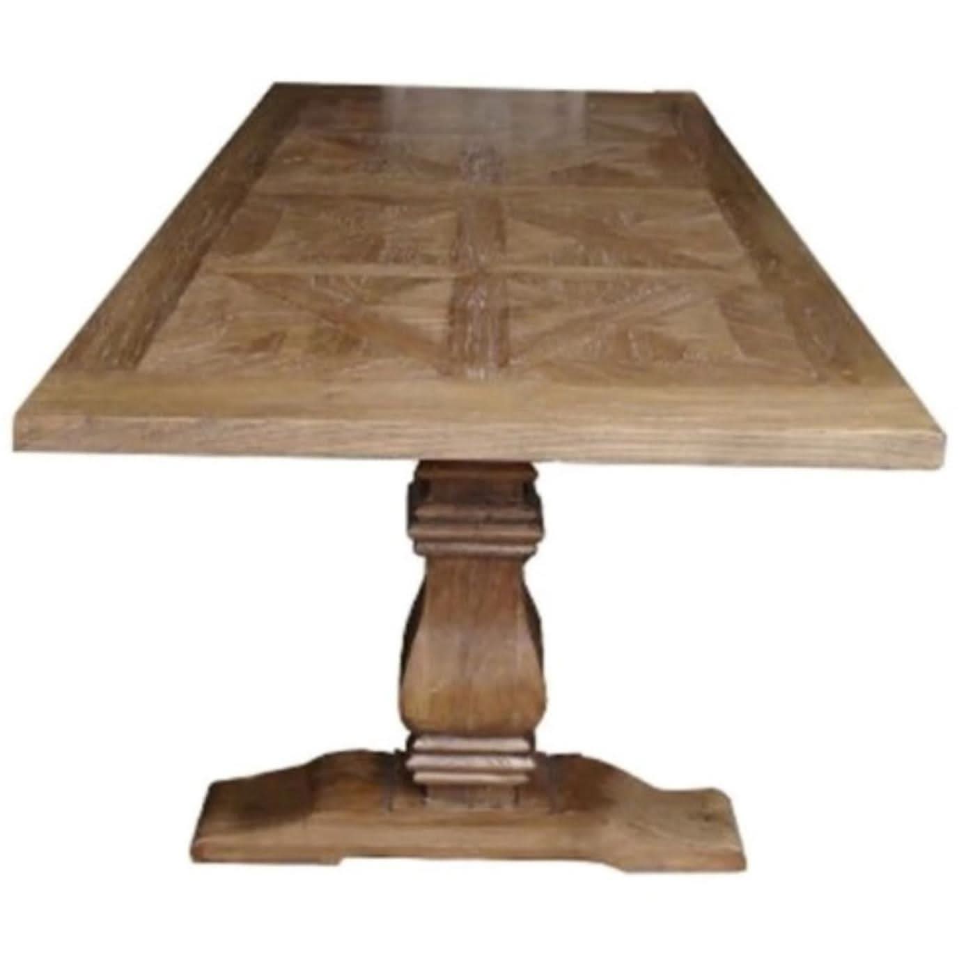 KENSIT RECYCLED ELM DINING TABLE PARQUETRY TOP NATURAL 245CM - MyChocolateWood
