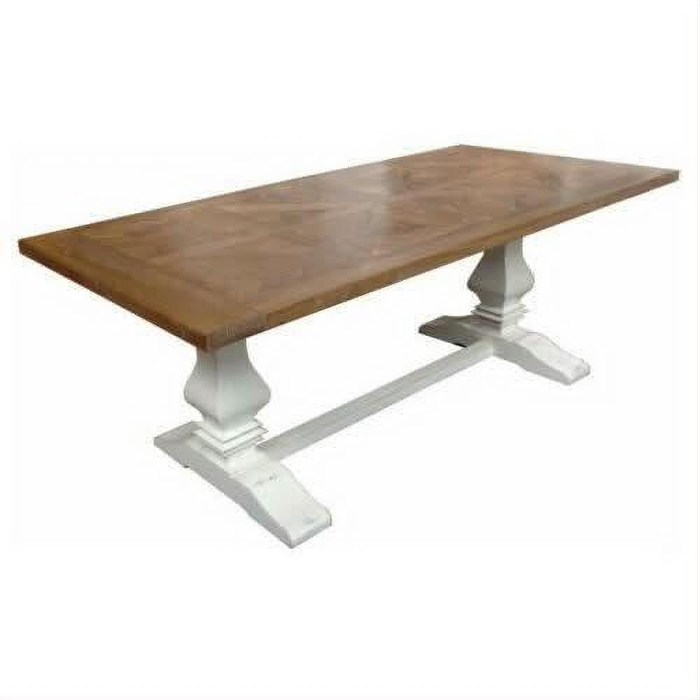 Kensit Hamptons Recycled Elm Parquetry Dining Table, 245cm in Natural - Chocolate Wood
