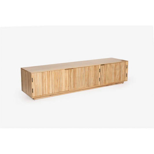 KEREN MANGO WOOD TV UNIT 3 DOORS NATURAL - FLOOR STOCK CLEARANCE