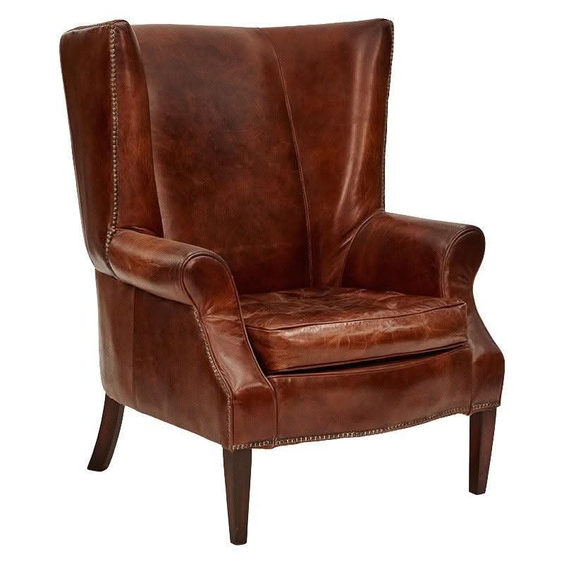 KILIMANJARO WINGBACK AGED LEATHER ARMCHAIR - MyChocolateWood