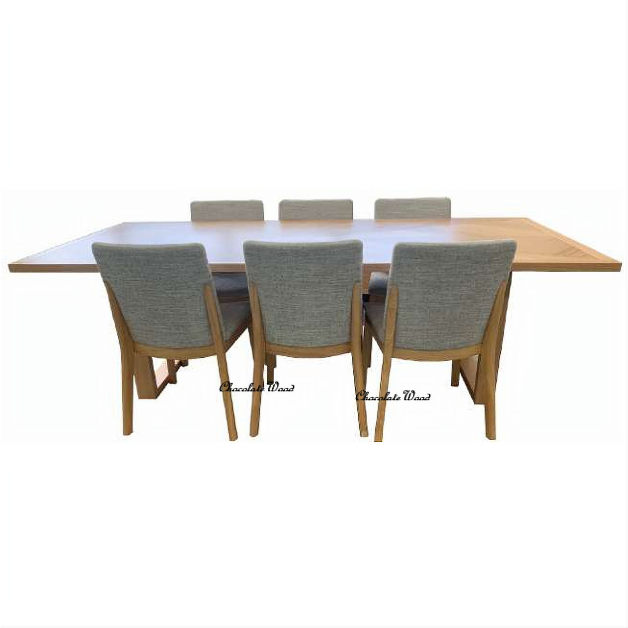 KIPLING 7 PIECE MESSMATE TIMBER ROUND DINING TABLE SET NATURAL/6 KIPLING DINING CHAIRS - MyChocolateWood