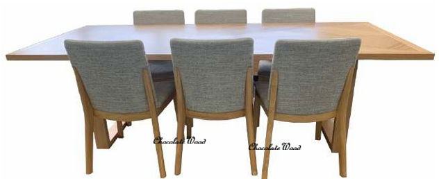 KIPLING 7 PIECE MESSMATE TIMBER ROUND DINING TABLE SET NATURAL/6 KIPLING DINING CHAIRS - MyChocolateWood