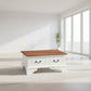 Kleverson Solid Mahogany 4-Drawer Rectangular Coffee Table in White / Caramel - Chocolate Wood