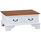 KLEVERSON SOLID MAHOGANY 4 DRAWERS RECTANGULAR COFFEE TABLE IN WHITE/CARAMEL