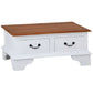 Kleverson Solid Mahogany 4-Drawer Rectangular Coffee Table in White / Caramel - Chocolate Wood