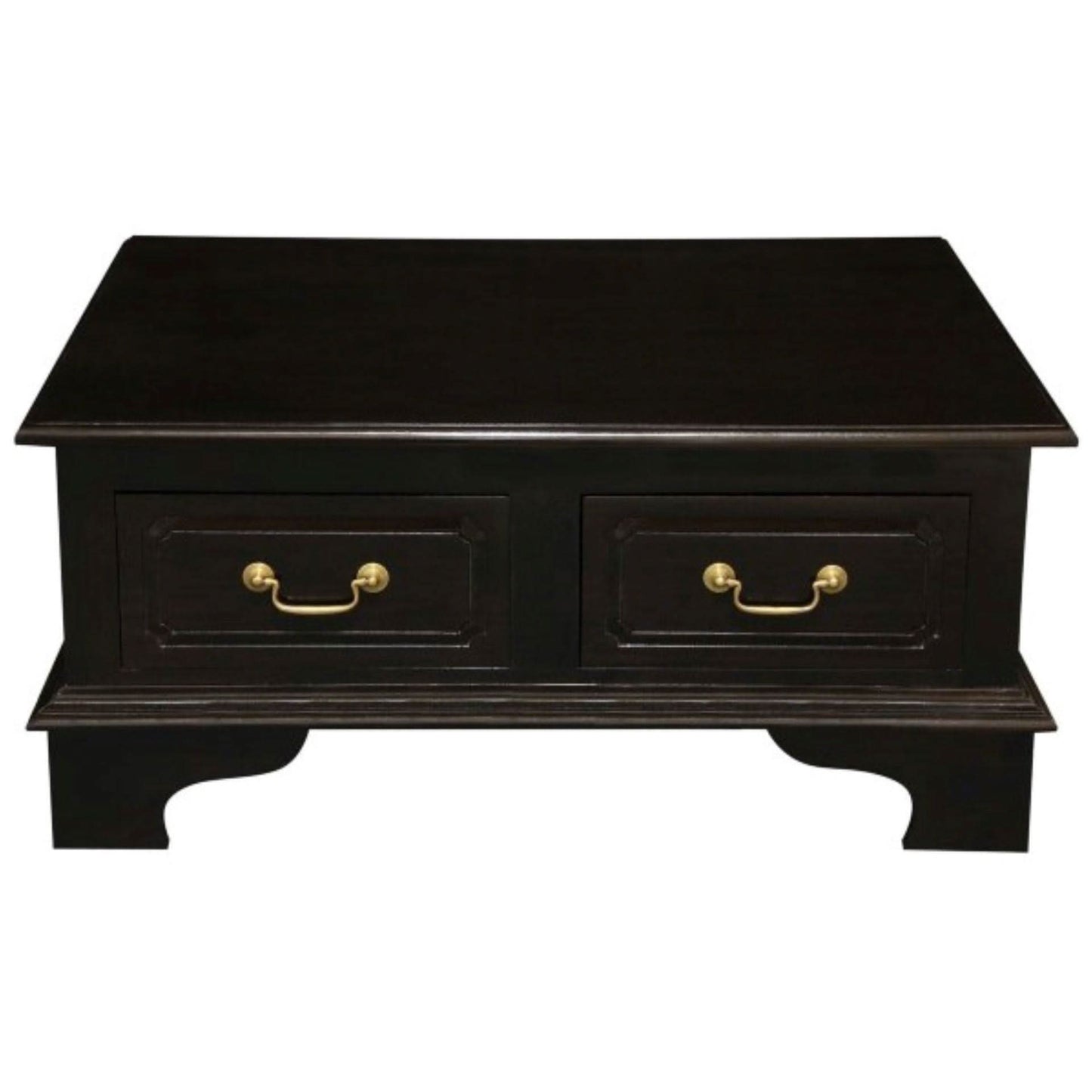 Kleverson Solid Mahogany 4-Drawer Rectangular Coffee Table in Chocolate - Chocolate Wood