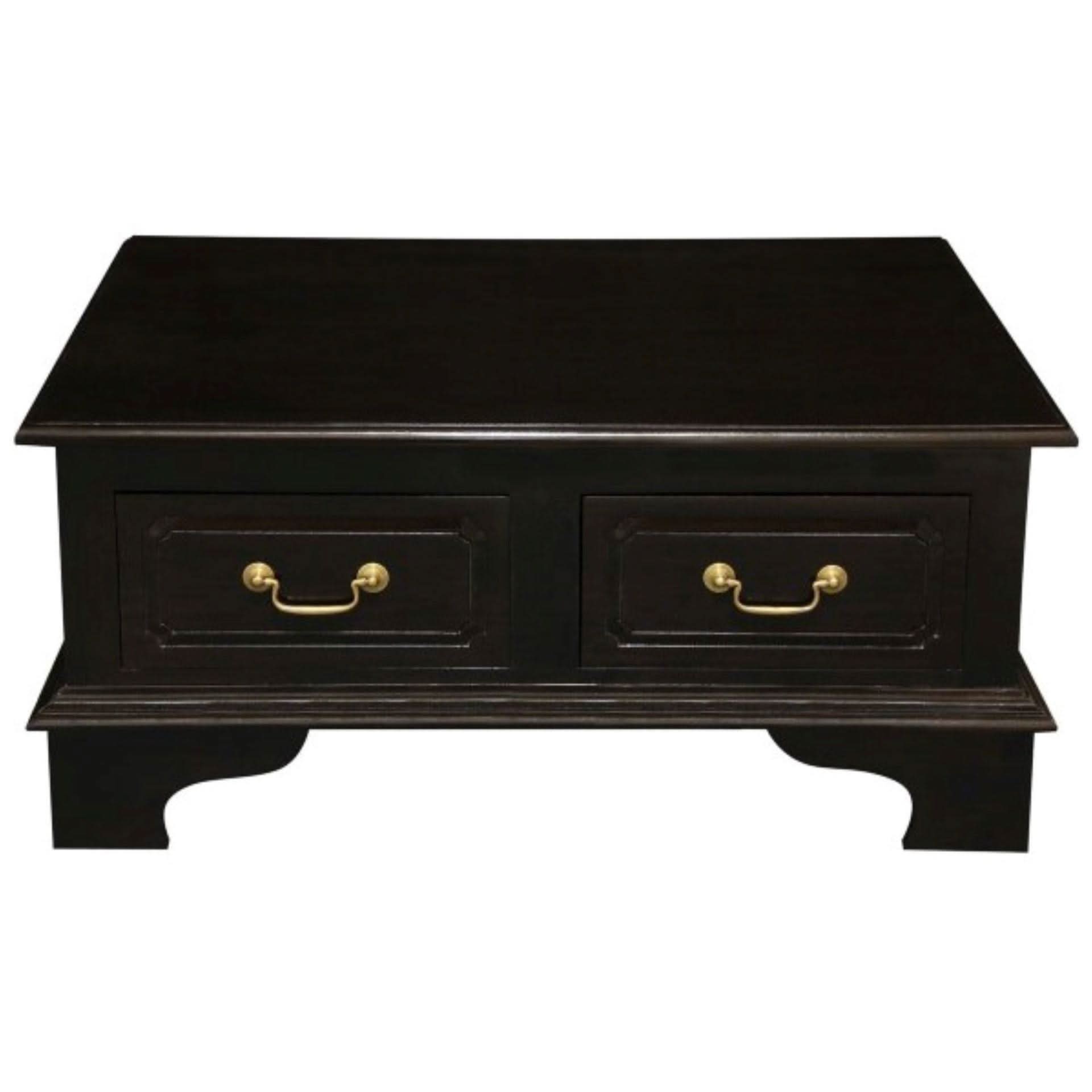 Kleverson Solid Mahogany 4-Drawer Rectangular Coffee Table in Chocolate - Chocolate Wood